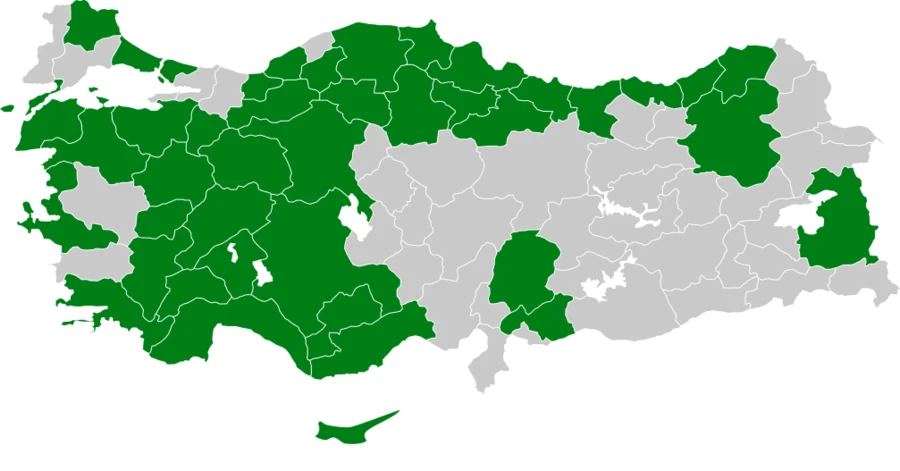 Çaprazgaga Türkiye dağılım haritası