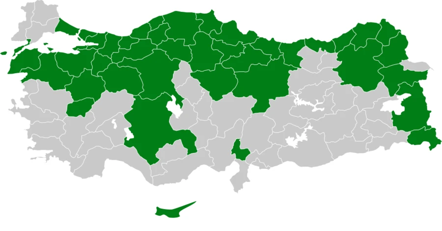 Çütre Türkiye dağılım haritası