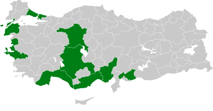 İskender Papağanı Türkiye dağılım haritası