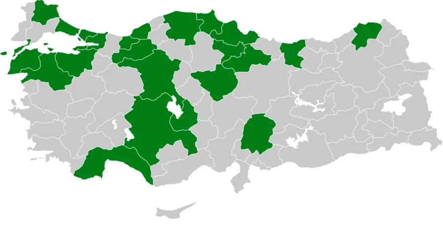 Kayın Baştankarası Türkiye dağılım haritası