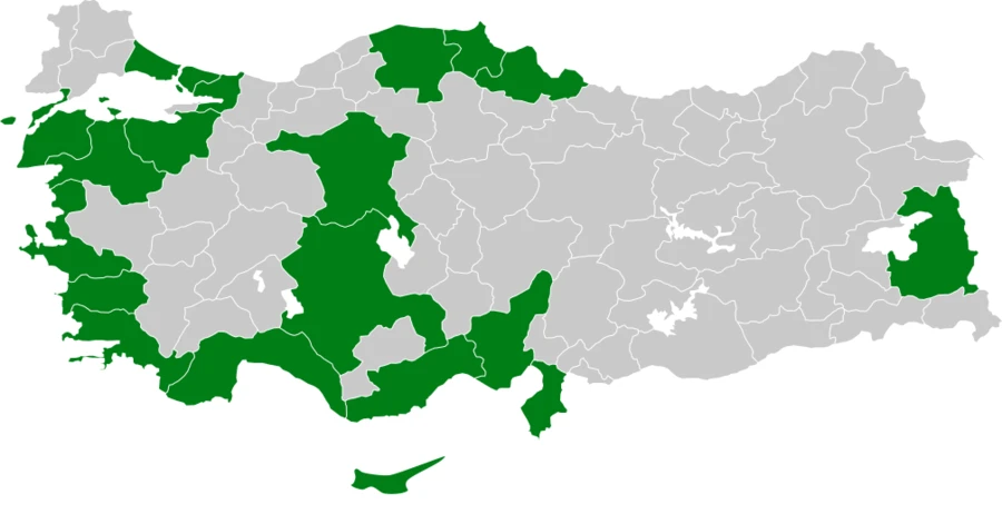 Kıyı Çamurçulluğu Türkiye dağılım haritası
