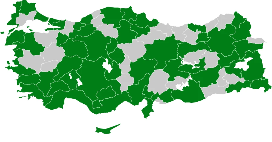 Kızılbacak Türkiye dağılım haritası