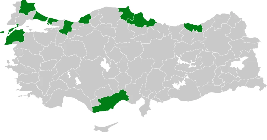 Kızılgerdanlı Dalgıç Türkiye dağılım haritası