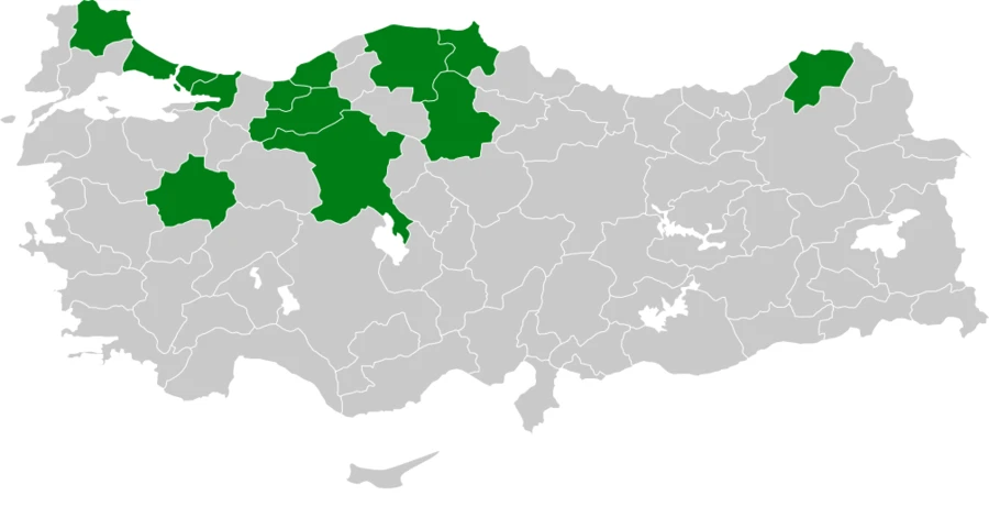 Küçük Yeşil Ağaçkakan Türkiye dağılım haritası