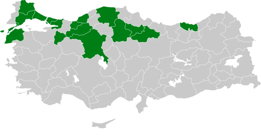 Paçalı Şahin Türkiye dağılım haritası