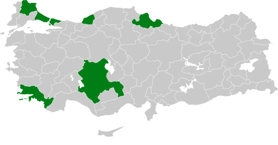 Alaca Çinte Türkiye dağılım haritası