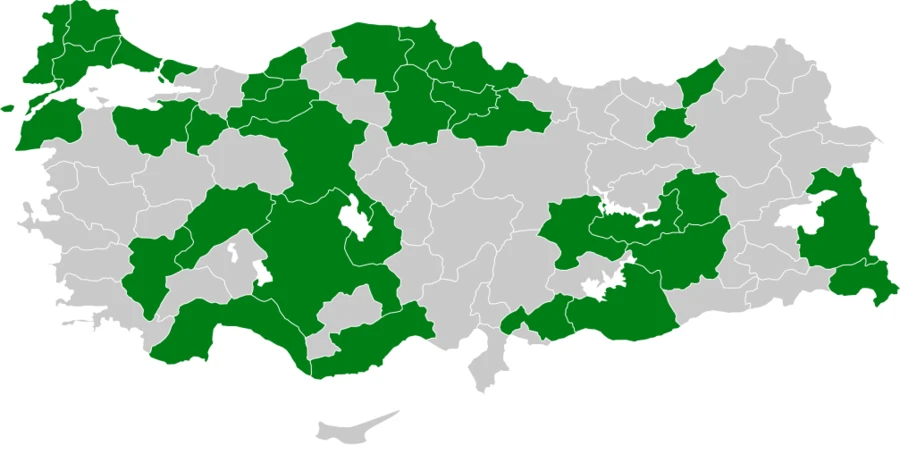 Sarı Çinte Türkiye dağılım haritası