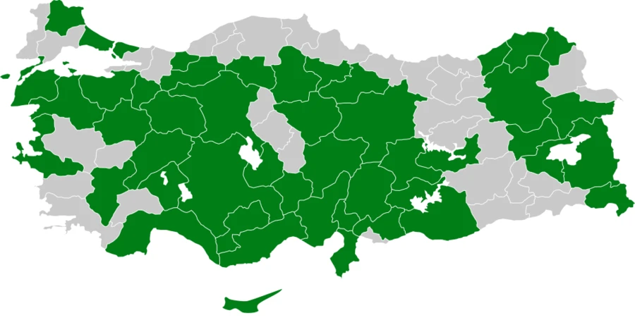 Taşkızılı Türkiye dağılım haritası