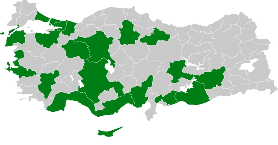 Yeşil Papağan Türkiye dağılım haritası