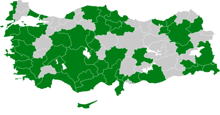 Yeşilbacak Türkiye dağılım haritası