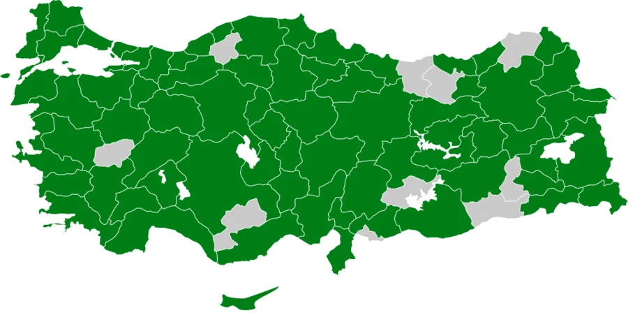 Yeşilbaş Türkiye dağılım haritası