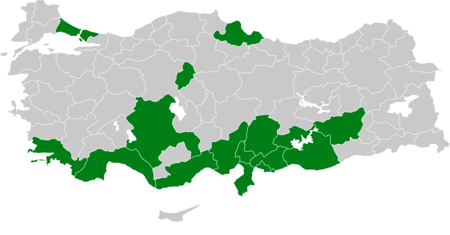 Arapbülbülü Türkiye dağılım haritası
