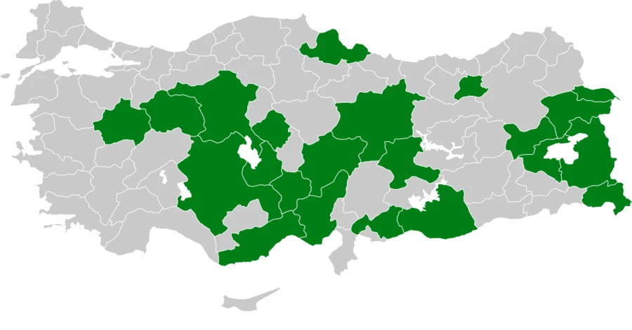 Bağırtlak Türkiye dağılım haritası