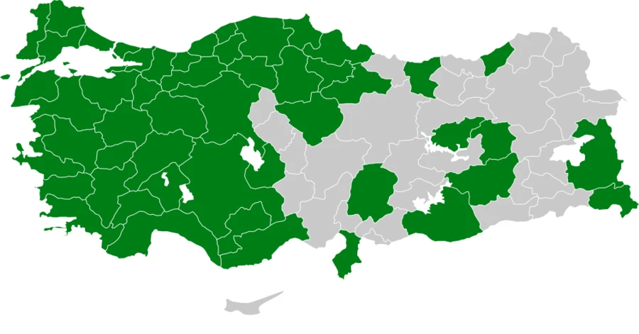 Bahçe Çintesi Türkiye dağılım haritası