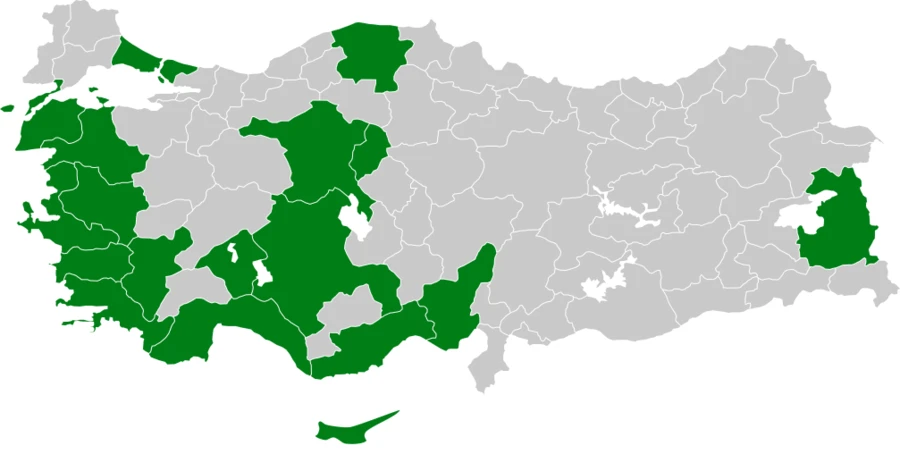 Bıyıklı Ötleğen Türkiye dağılım haritası